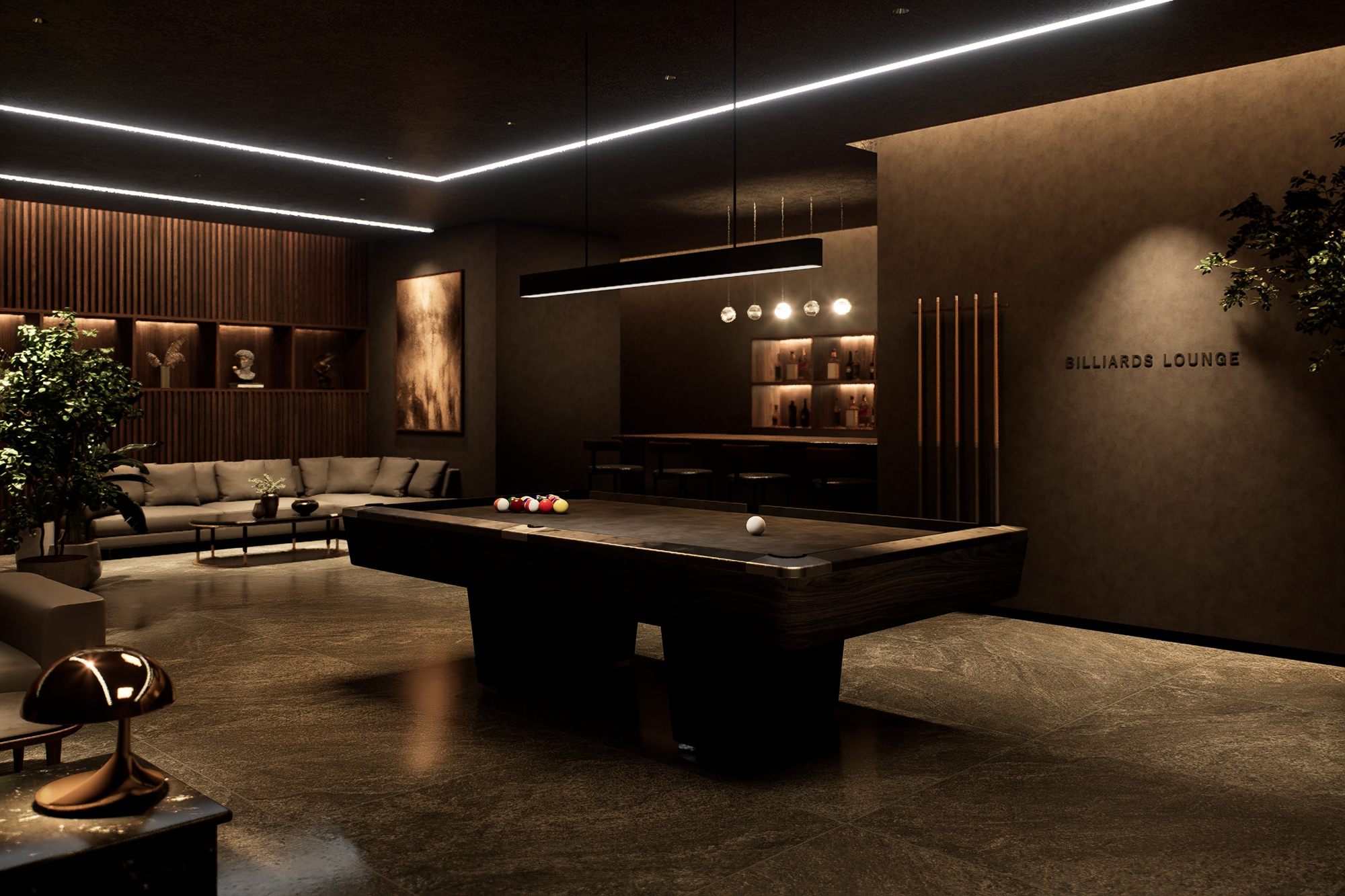 枚方・寝屋川・守口の建築パース制作：Billiards Lounge